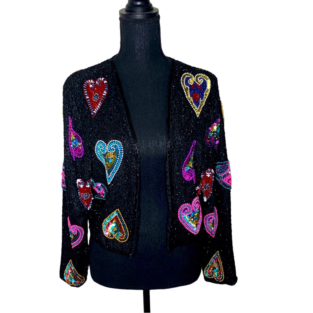 Sténay Vintage Sequin/ Beaded Silk Bolero, Cardigan Sz L